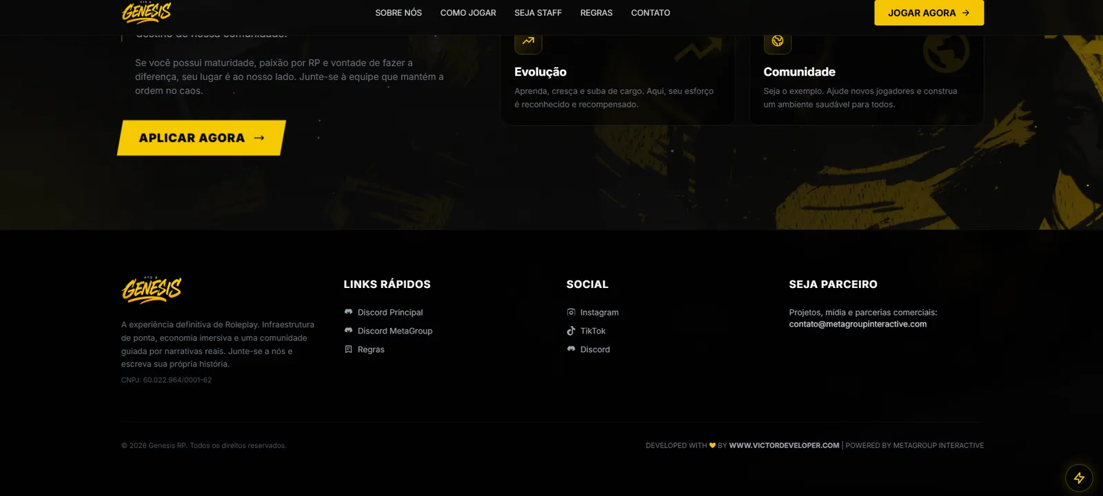 Genesis RP: Site oficial de um servidor de GTA Roleplay (imagem 5)