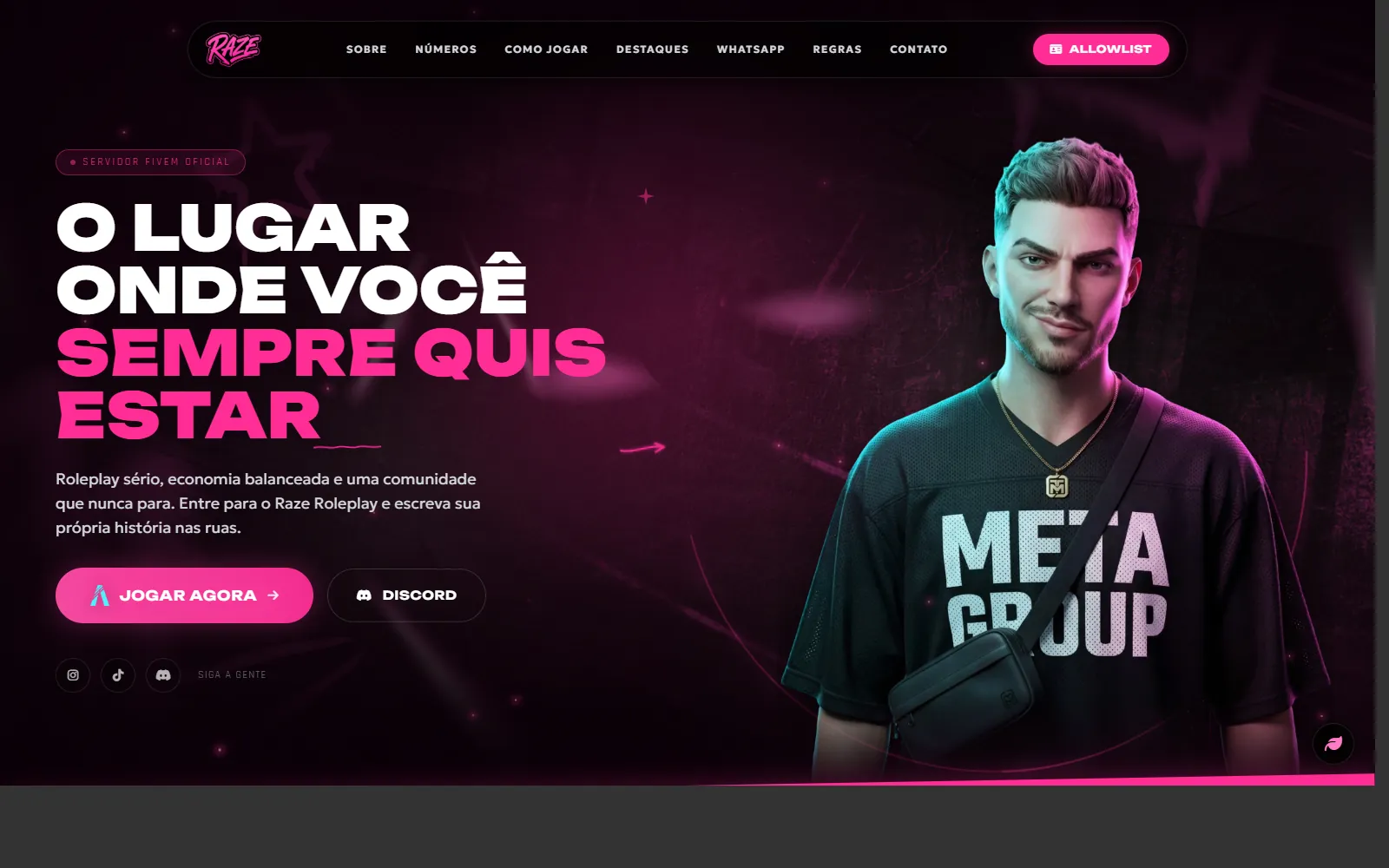 Raze Roleplay: Site oficial de uma cidade de GTA Roleplay focada em streamers (imagem 1)