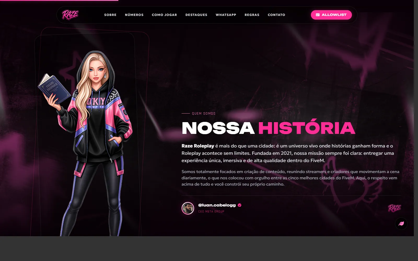 Raze Roleplay: Site oficial de uma cidade de GTA Roleplay focada em streamers (imagem 2)